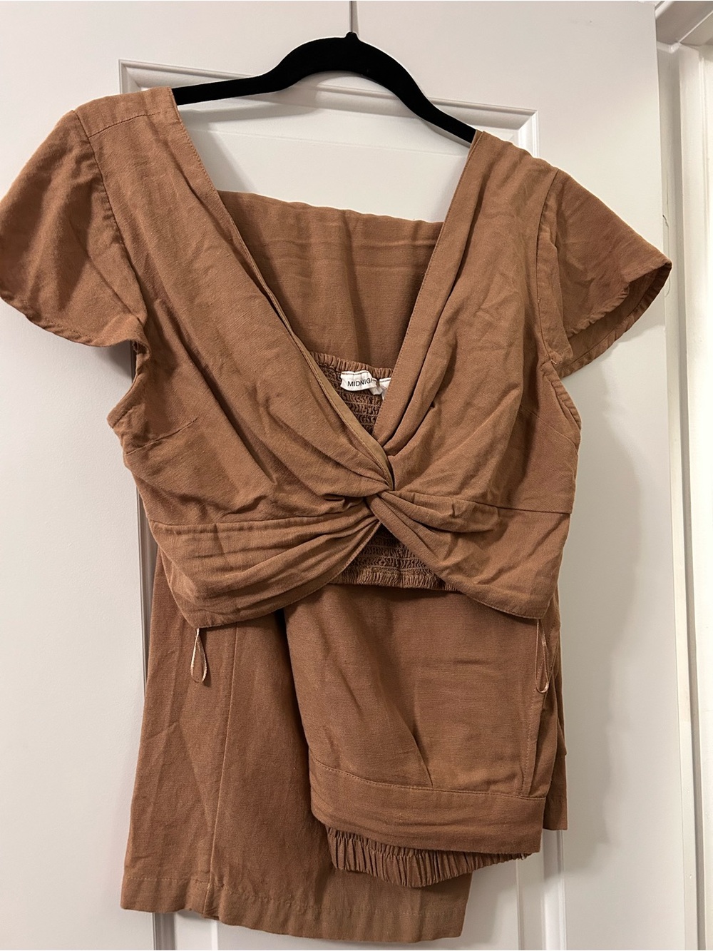 Twist Front Two-Piece Set in Warm Brown